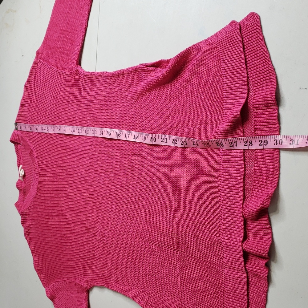 Eileen Fisher Open Knit Crew Neck Pullover Sweater Size L Hot Pink Feminine - Picture 10 of 12